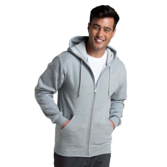 Fruit of the Loom Men's EverSoft Fleece Full Zip Hoodie Jacket Grey XL - Picture 1 of 3